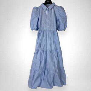 Gretchen Scott Designs Cotton Ric Rac Roc Midi/Maxi Dress NWT S Periwinkle